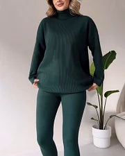 Vivienne Chic Turtleneck Top & Slim Trousers Two-Piece Set