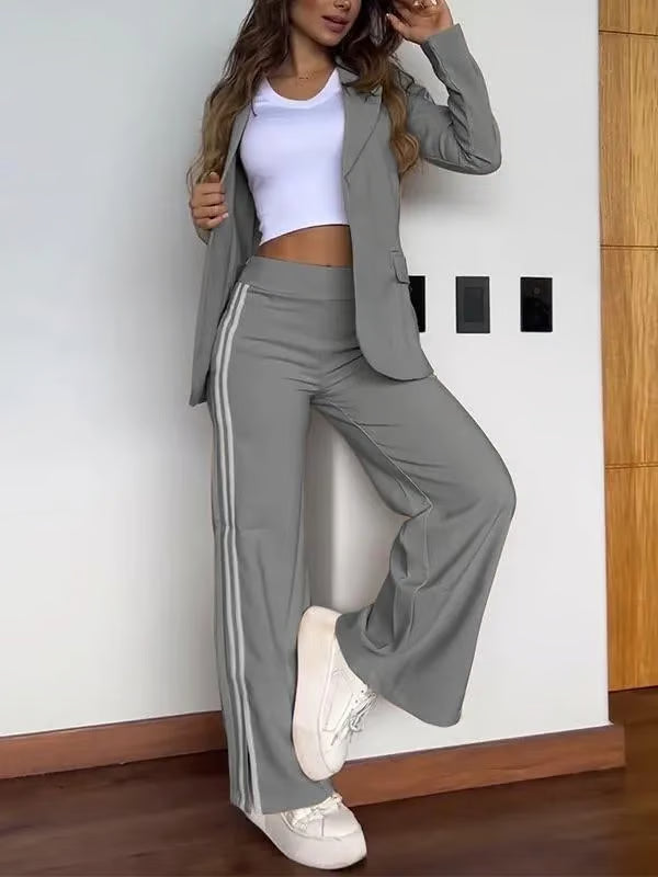 Lapel Blazer Two-Piece Set – Casual Chic Workwear for Women