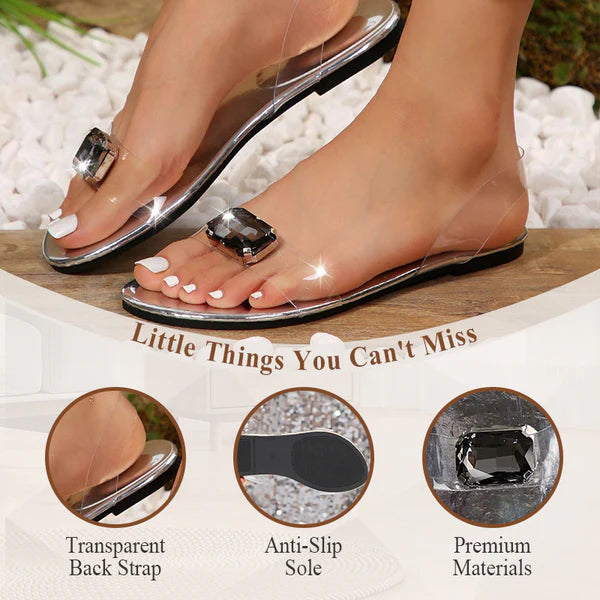 Maylara Crystal Luxe Slip-On Sandals – Women’s Gem Flats