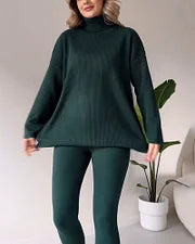 Vivienne Chic Turtleneck Top & Slim Trousers Two-Piece Set