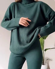 Vivienne Chic Turtleneck Top & Slim Trousers Two-Piece Set