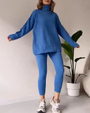 Vivienne Chic Turtleneck Top & Slim Trousers Two-Piece Set
