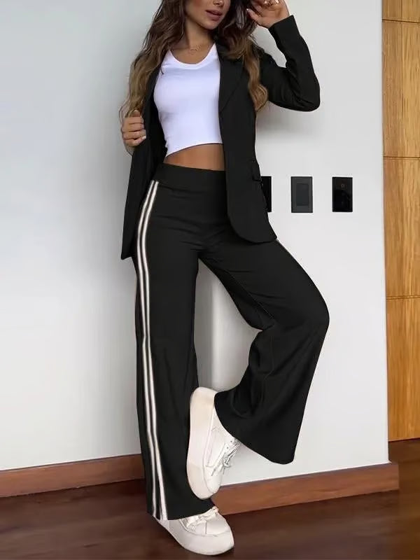 Lapel Blazer Two-Piece Set – Casual Chic Workwear for Women