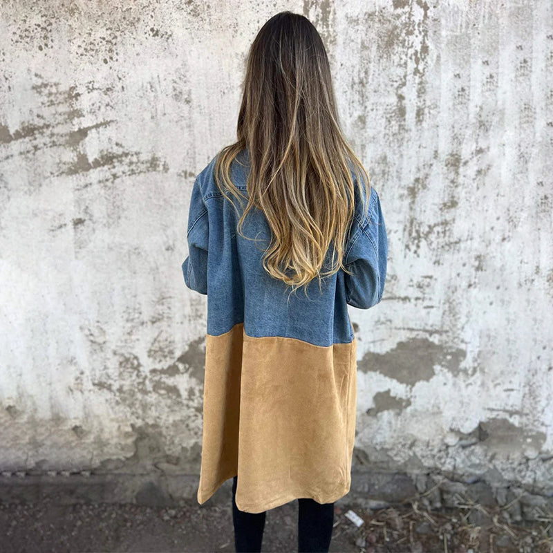 Maylara® Mid-Length Denim Stitch Trench Coat