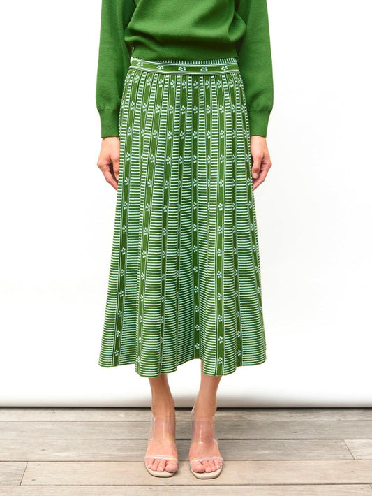 Emerald Bloom Jacquard Skirt – Effortless Elegance, Woven In