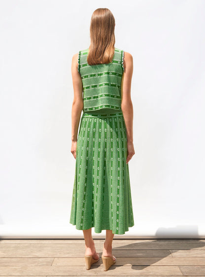 Emerald Bloom Jacquard Skirt – Effortless Elegance, Woven In