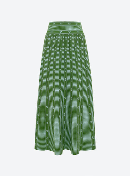 Emerald Bloom Jacquard Skirt – Effortless Elegance, Woven In