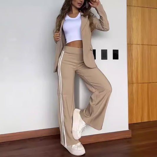 Lapel Blazer Two-Piece Set – Casual Chic Workwear for Women