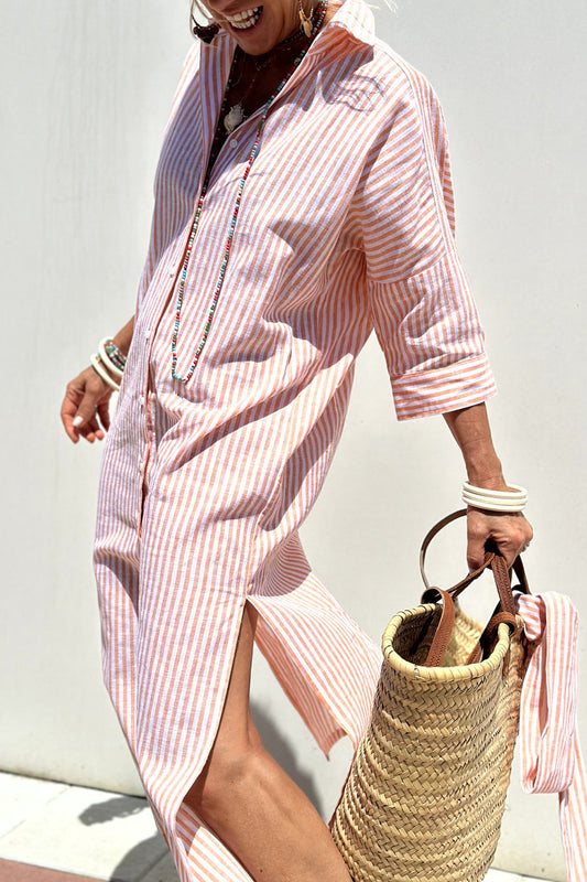 Sophia – Elegant Striped Shirt Dress for Women