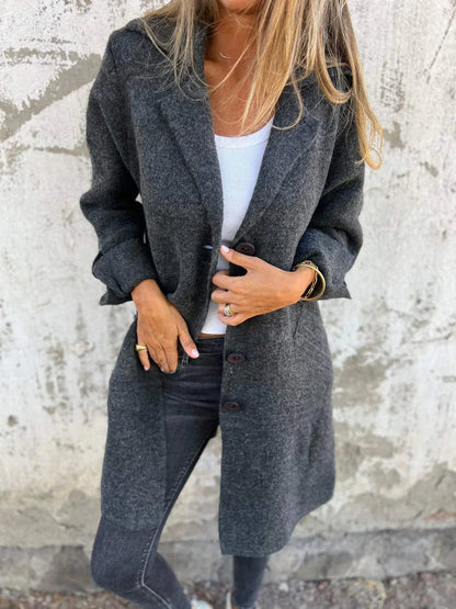Baylea – Women's Long Wool Coat with Lapel