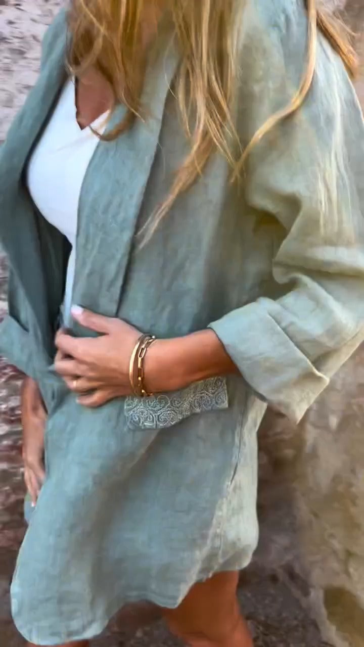 Women’s Cotton-Linen Open Front Blazer – Lightweight Layer for Australian Women
