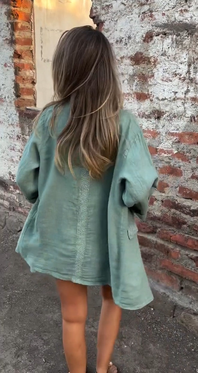 Women’s Cotton-Linen Open Front Blazer – Lightweight Layer for Australian Women