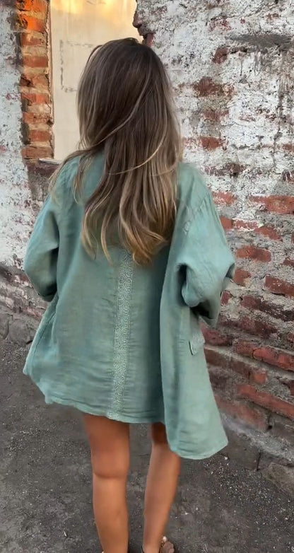 Women’s Cotton-Linen Open Front Blazer – Lightweight Layer for Australian Women