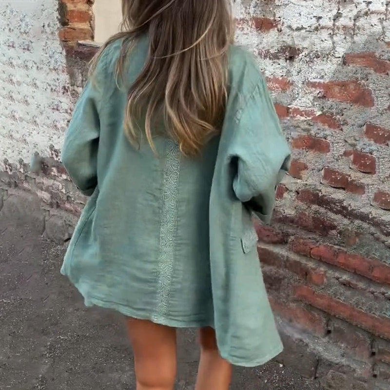 Women’s Cotton-Linen Open Front Blazer – Lightweight Layer for Australian Women