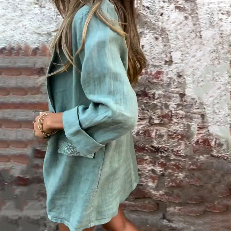 Women’s Cotton-Linen Open Front Blazer – Lightweight Layer for Australian Women