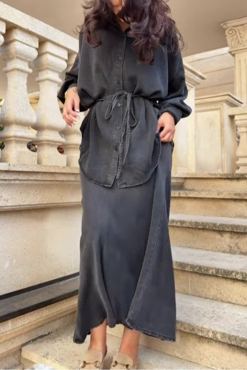 Soleri™ Tie-Waist Shirt & Skirt Set – Effortless Layers for Aussie Days