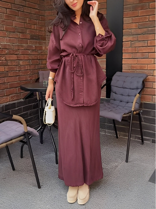 Soleri™ Tie-Waist Shirt & Skirt Set – Effortless Layers for Aussie Days